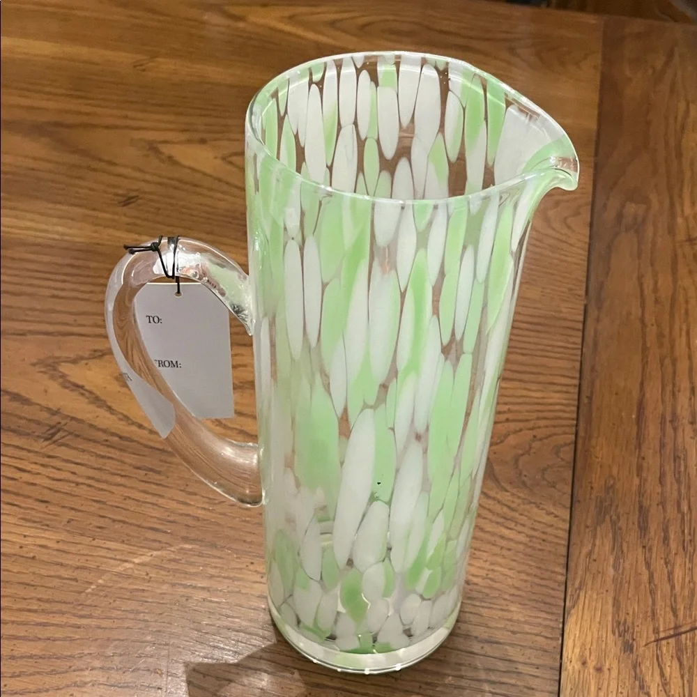 Dwell Studio Green and White Glass Pitcher,‎ NWT